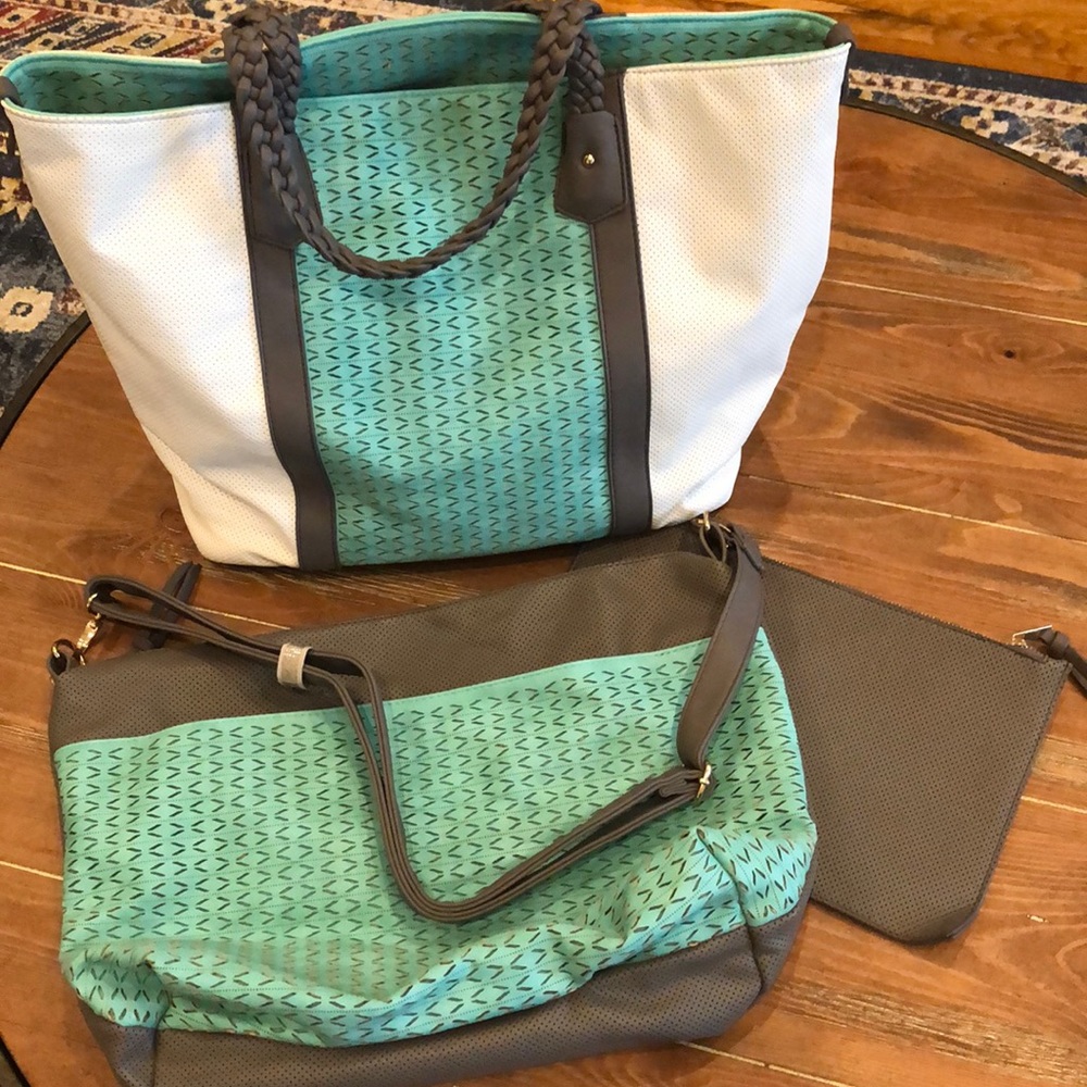 Purse set mint white and grey